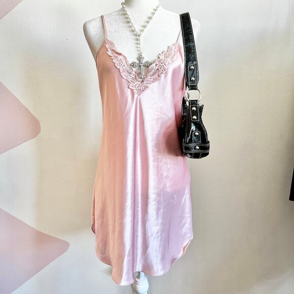 Inner Most Dresses & Skirts - Vintage Pink Lace Slip Dress, Coquette Y2K Lingerie Balletcore‎ Dreamy Medium